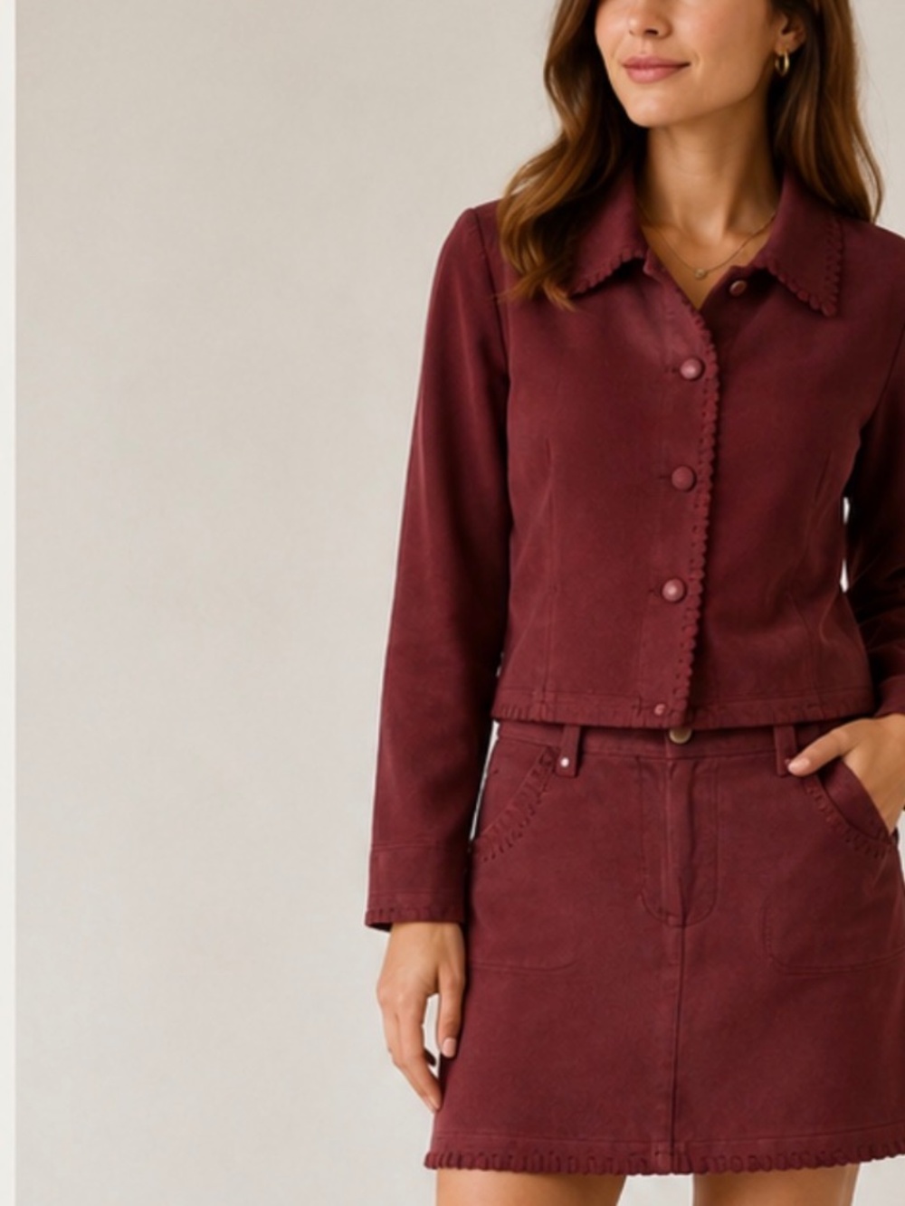 NWT And Now This burnt umber skirt with matching jacket with a subtle edging med